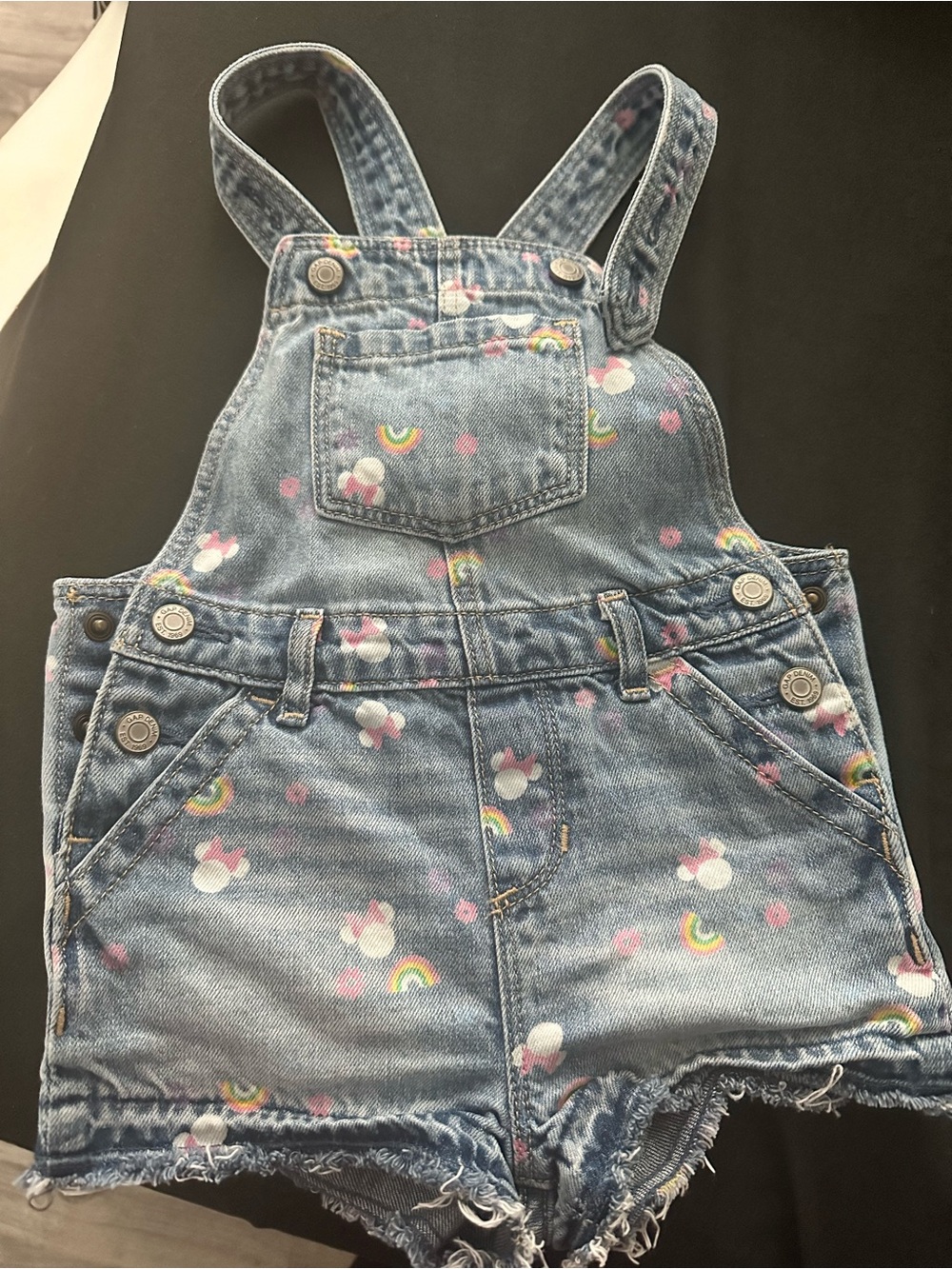 GAP kids Minnie Mouse print short overalls. Excellent Used condition